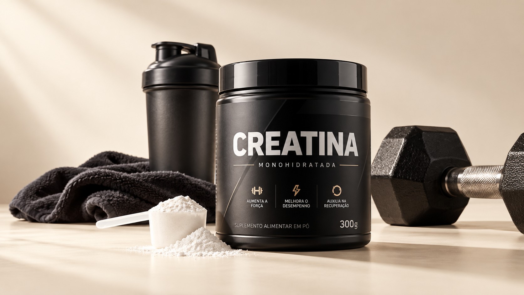 Pote de creatina em pó